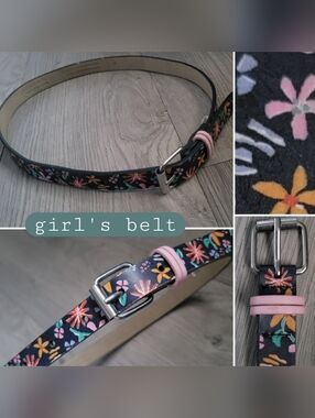 Target Black Multi-colored Floral Belt, 22"-27" Usable Length, Girls Medium